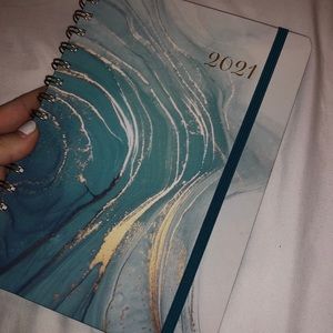 2021 planner calendar, blue and gold marble